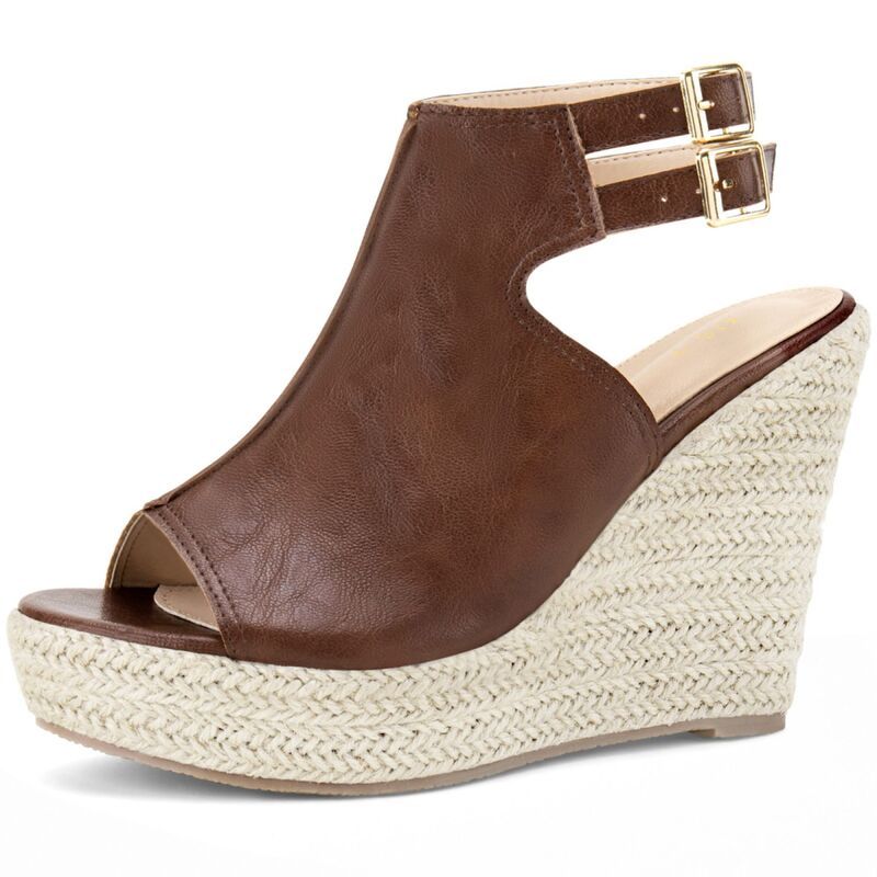 ブリスフルステップ レディース シューズ サンダル プラットフォーム ヒール BLISSFUL STEPeep Toe Slingback Espadrilles Platform Wedges He