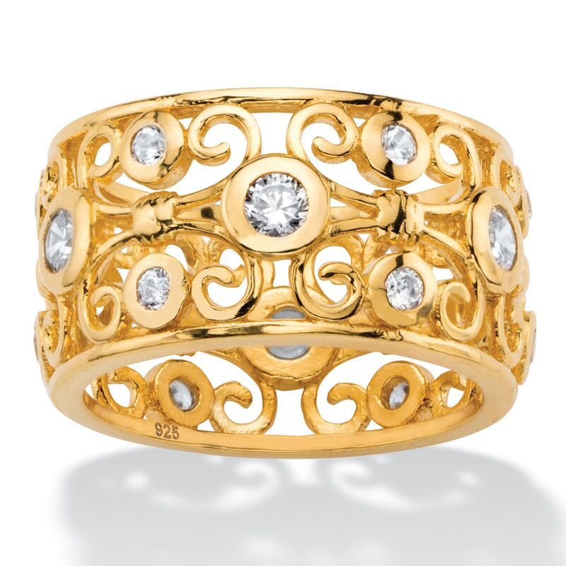パームビーチジュエリー レディース アクセサリー リング PalmBeach Jewelry 1 TCW Cubic Zirconia 18k Gold Plated 925 Sterling Sil
