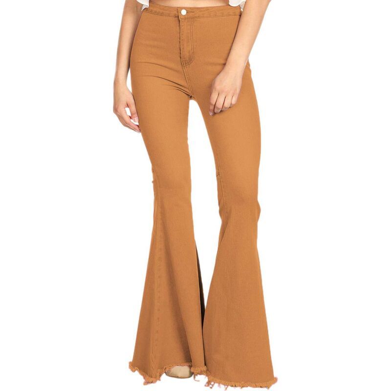 アンナカシ レディース ボトムス デニムパンツ ハイウエスト ジーンズ AnnaKaci Womens Bell Bottom High Waist Denim Jeans Brown ブラウン