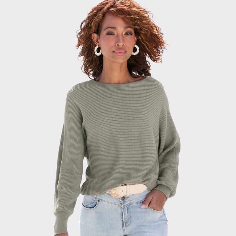 ラスカーナ レディース アウター ニット・セーター Lascana Womens Boat Neck Sweater Olive オリーブ
