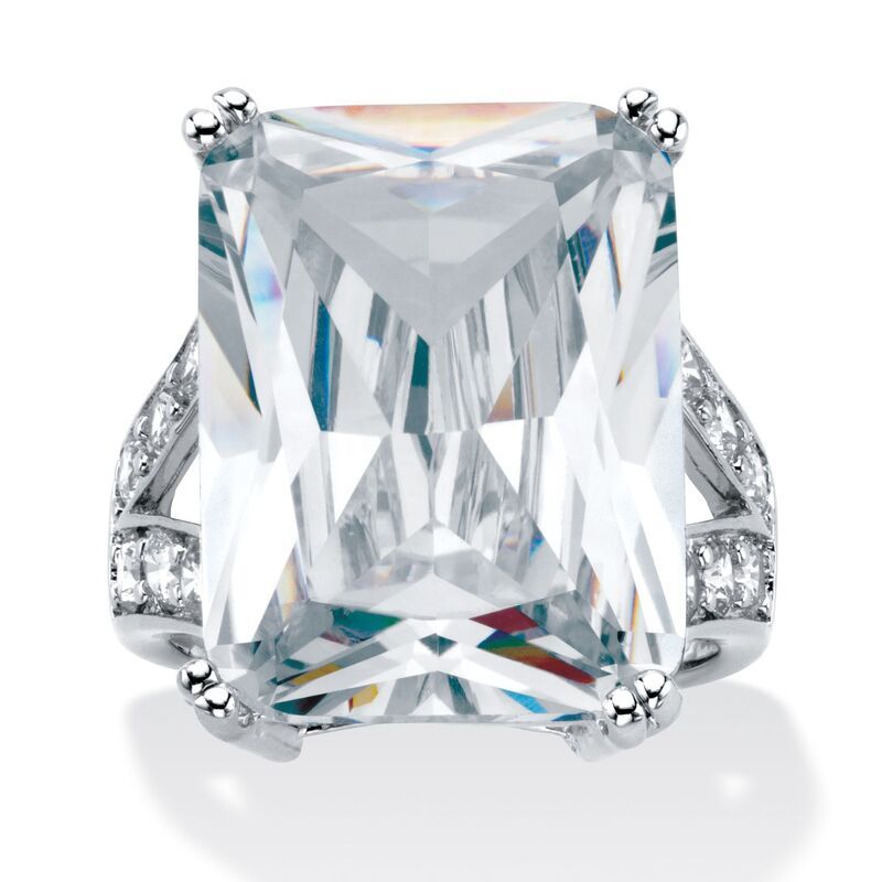 パームビーチジュエリー レディース アクセサリー リング PalmBeach Jewelry 2710 TCW EmeraldCut Cubic Zirconia PlatinumPlated Rin