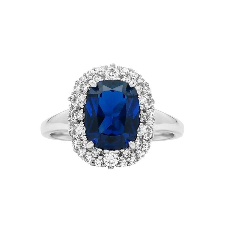 プリムローズ レディース アクセサリー リング PRIMROSE Sterling Silver Simulated Sapphire Cubic Zirconia Halo Ring Sterlin