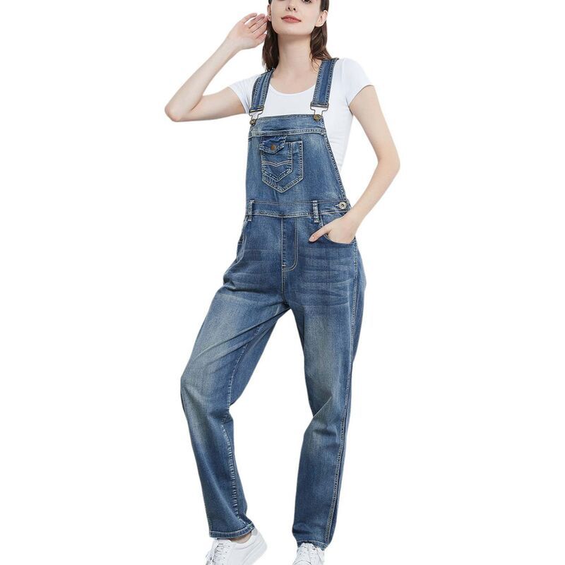 アンナカシ レディース ボトムス カジュアルパンツ ヴィンテージ オーバーオール AnnaKaci Womens Vintage Straightleg Overalls Light Denim デニ