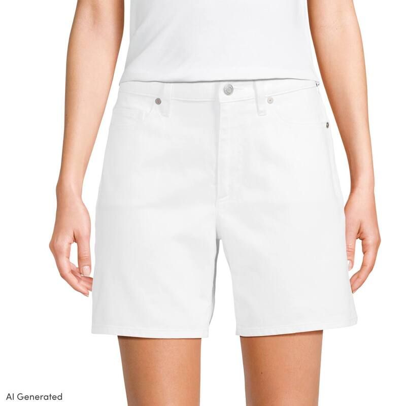 ランズエンド レディース ボトムス ハーフパンツ・ショーツ ショートパンツ デニム Womens Lands End Soft Denimid Rise Jean Shorts White ホワイト