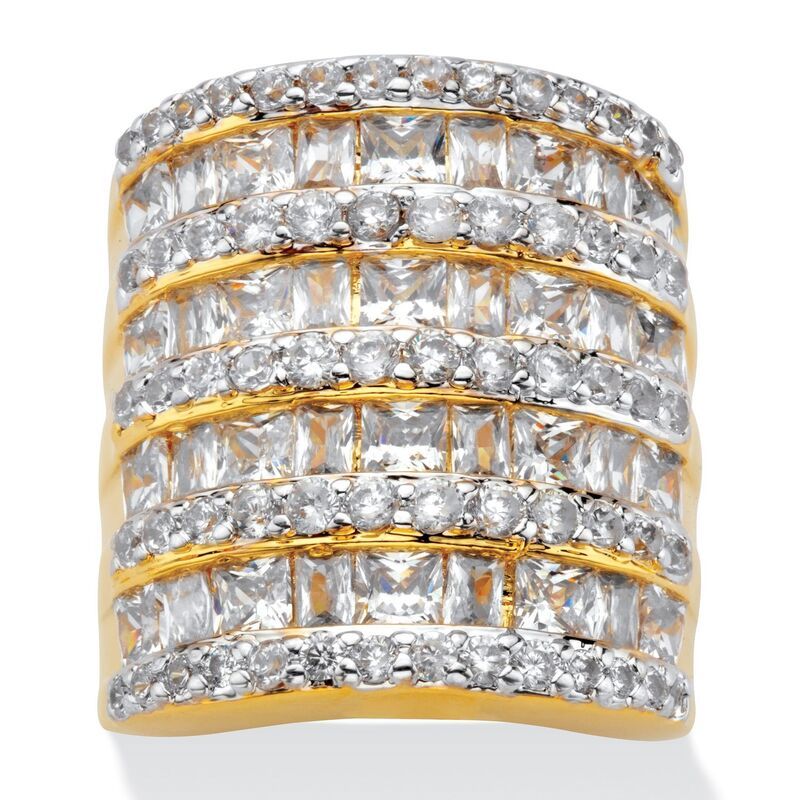 パームビーチジュエリー レディース アクセサリー リング PalmBeach Jewelry 626 TCW Baguette and Round Cubic Zirconia GoldPlated