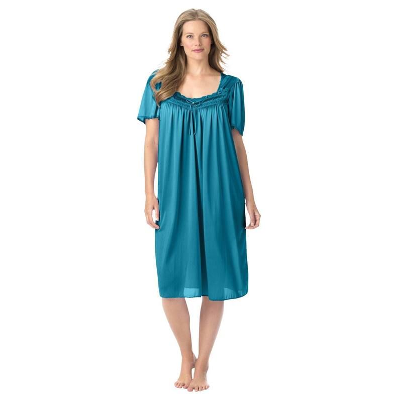 オンリーネセシティーズ レディース アンダーウェア ナイトウェア プラスサイズ シルク レース Only Necessities Plusize Short Silky LaceTrim Gown D