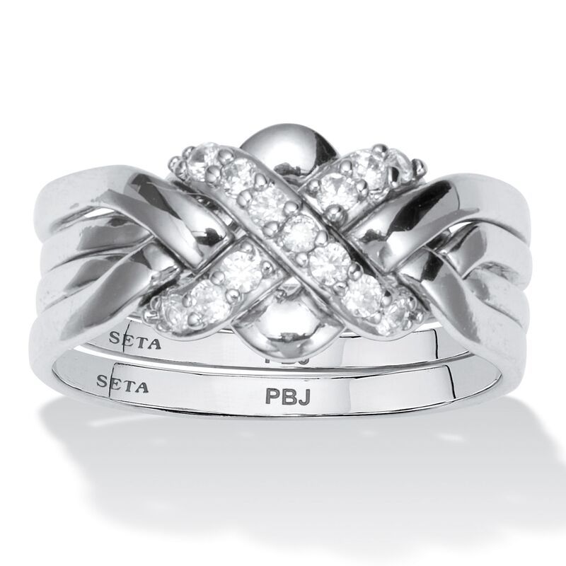 パームビーチジュエリー レディース アクセサリー リング PalmBeach Jewelry 27 TCW Round Cubic Zirconia Platinumplated Puzzle Rin