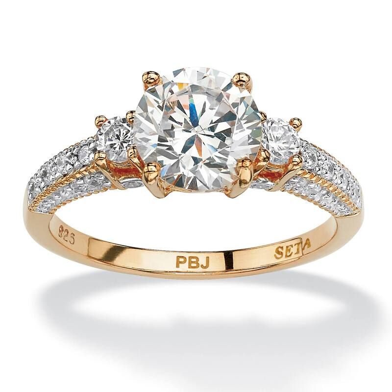 パームビーチジュエリー レディース アクセサリー リング PalmBeach Jewelry 238 TCW Round Cubic Zirconia RingPlated Sterling Whit