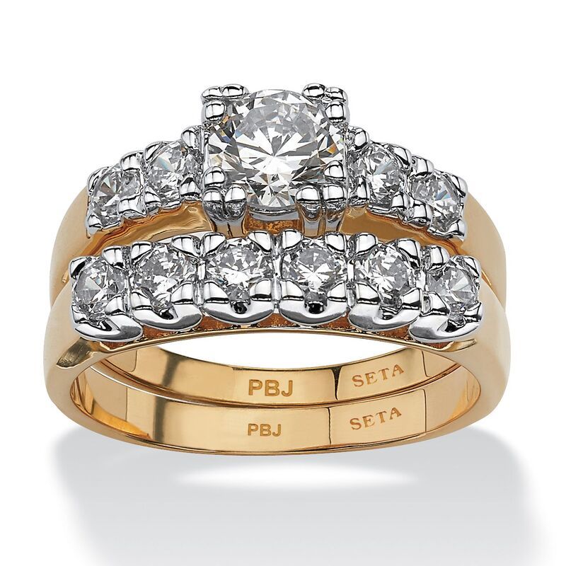 パームビーチジュエリー レディース アクセサリー リング PalmBeach Jewelry 2 Piece 223 TCW Round Cubic Zirconia Bridal Ring Set
