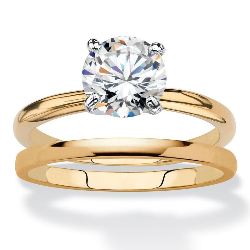 パームビーチジュエリー レディース アクセサリー リング PalmBeach Jewelry 2 Cttw Cubic Zirconia 18k GoldPlated 2Piece Solitaire