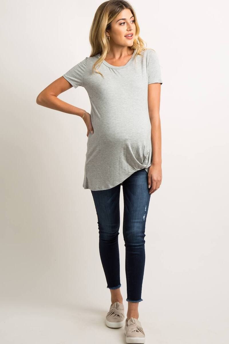 ピンクブラッシュ レディース ボトムス デニムパンツ マタニティ ジーンズ PinkBlush Maternity Blue Dark Wash Slightly Distressed Skinny