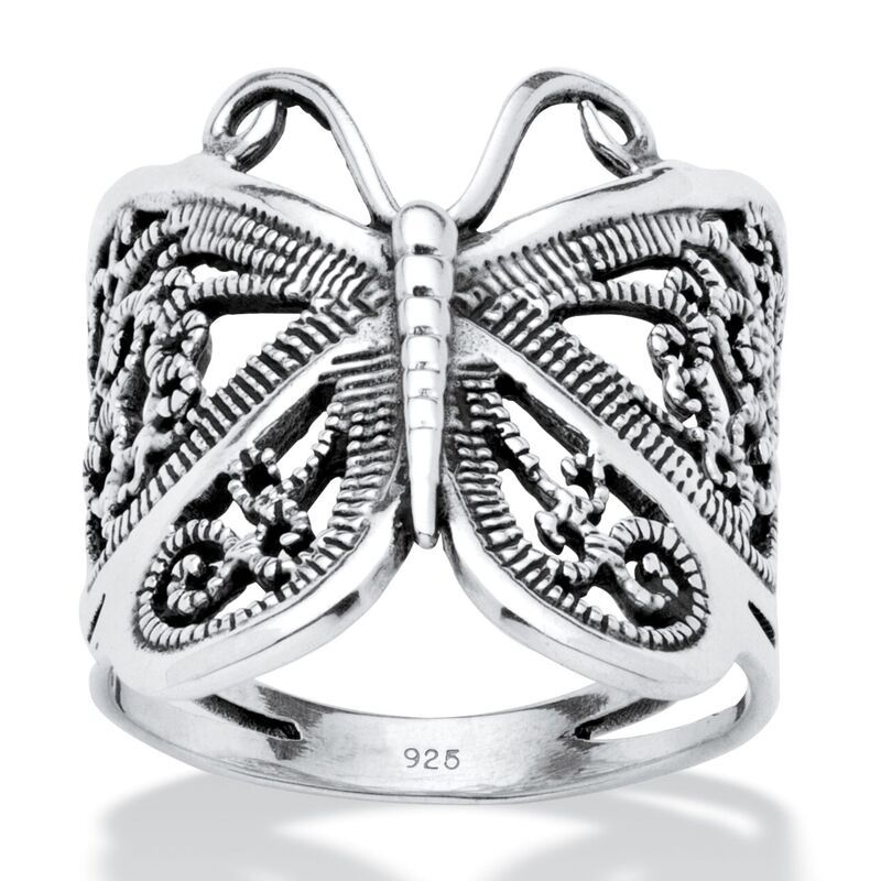 パームビーチジュエリー レディース アクセサリー リング PalmBeach Jewelry Filigree 925 Sterling Silver Butterfly Wrap Ring Whit