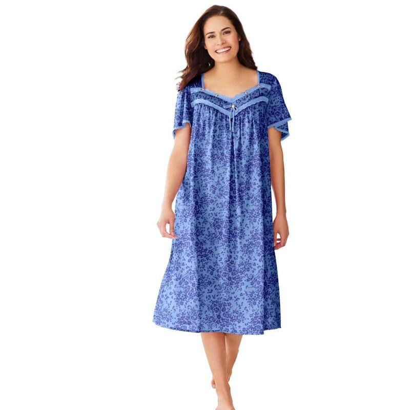 オンリーネセシティーズ レディース アンダーウェア ナイトウェア プラスサイズ シルク レース Only Necessities Plusize Short Silky LaceTrim Gown F