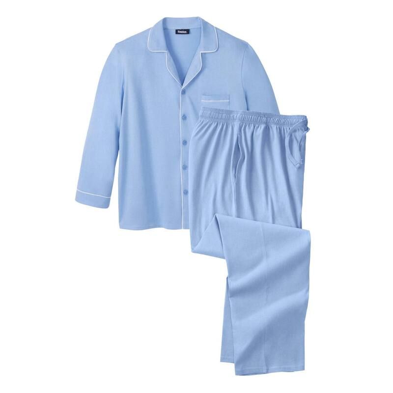 キングサイズ レディース アンダーウェア ナイトウェア トール Kingsize Mens Big Tallong Sleeve Pajama Set Light Blue White ホワイト