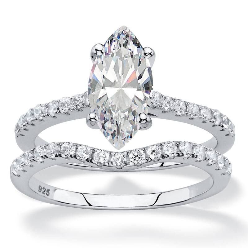 パームビーチジュエリー レディース アクセサリー リング PalmBeach Jewelry 234 TCW Marquise Cubic Zirconia Platinumplated Silver