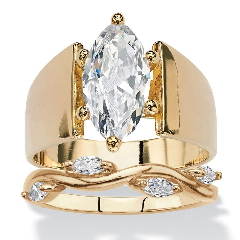 パームビーチジュエリー レディース アクセサリー リング PalmBeach Jewelry 288 Cttw Cubic Zirconia GoldPlated Solitaire and Vine
