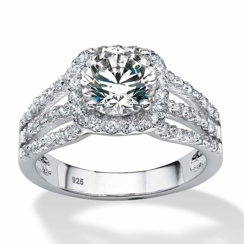 パームビーチジュエリー レディース アクセサリー リング PalmBeach Jewelry 227 TCW Round Cubic Zirconia Triple Shank Platinumpla
