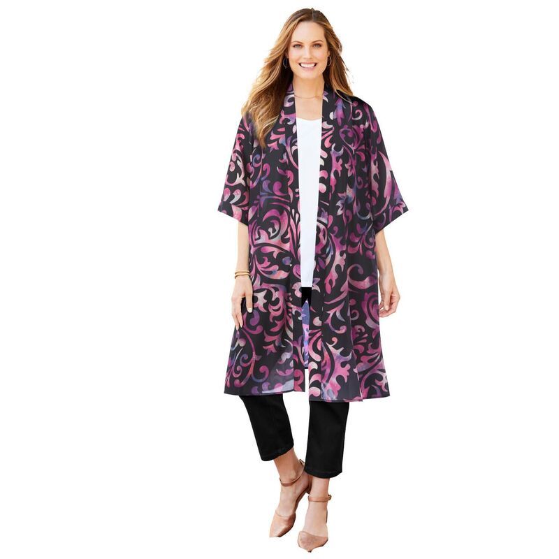 キャサリンズ レディース アウター ニット・セーター ジョーゼット プラスサイズ Catherines Womens Plusize Luxe Georgette Long wrap Multi Sc