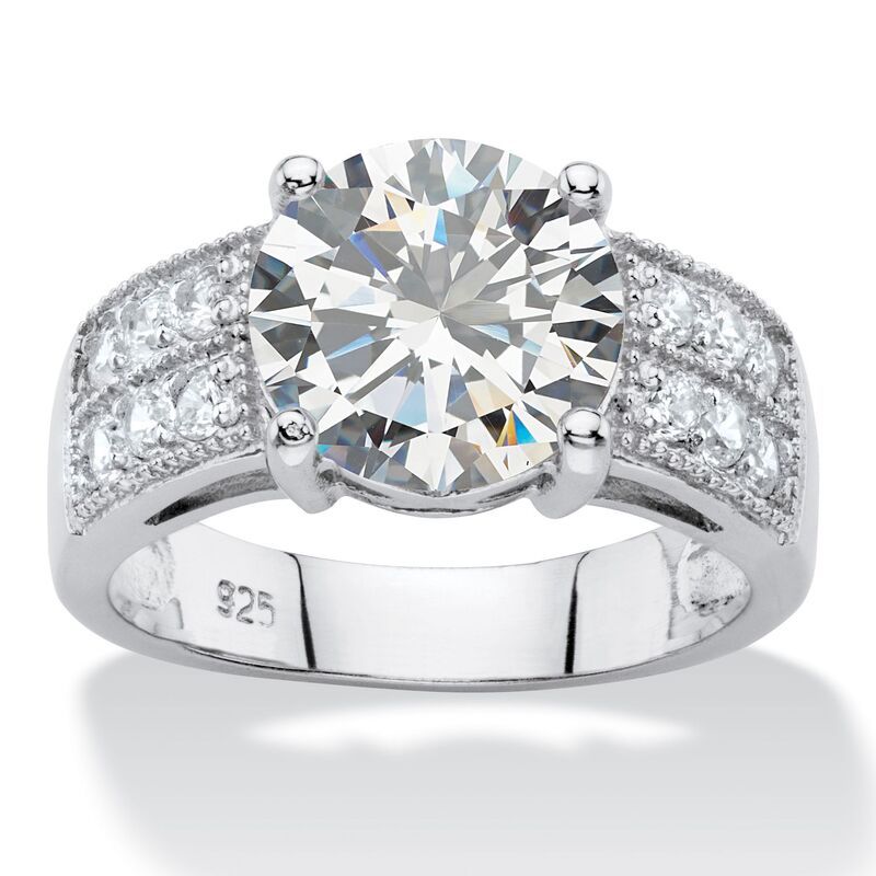 パームビーチジュエリー レディース アクセサリー リング PalmBeach Jewelry 440 TCW Round Cubic Zirconia Platinumplated Silver Br