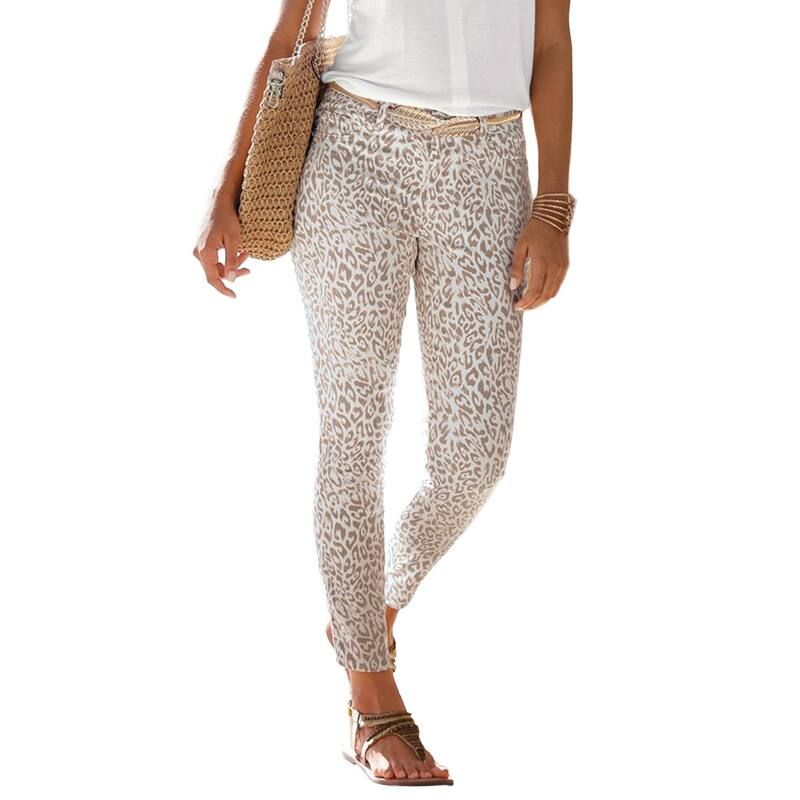 ラスカーナ レディース ボトムス カジュアルパンツ クロップド Lascana Womenskinny Leg Cropped Pants White Printed ホワイト