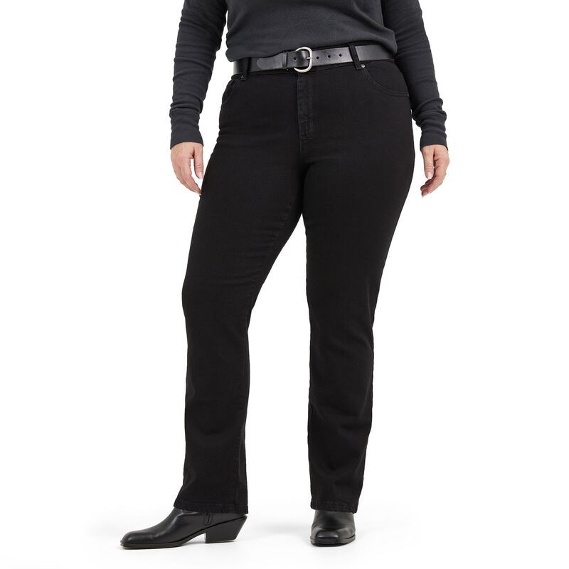 リー レディース ボトムス デニムパンツ リラックスフィット ストレート プラスサイズ ジーンズ Plusize Lee Relaxed Fit Straight Leg Jeans Black On