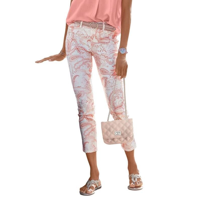 ラスカーナ レディース ボトムス カジュアルパンツ クロップド Lascana Womenskinny Leg Cropped Pants Coral Patterned コーラル