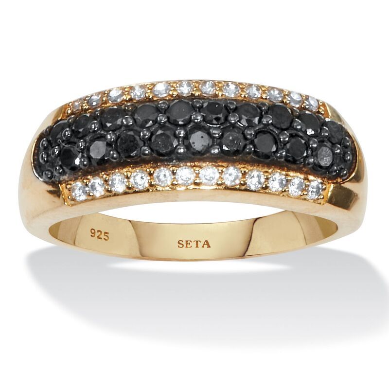 パームビーチジュエリー レディース アクセサリー リング PalmBeach Jewelry 22 TCW Black Spinel and CZ GoldPlated Sterling Silver