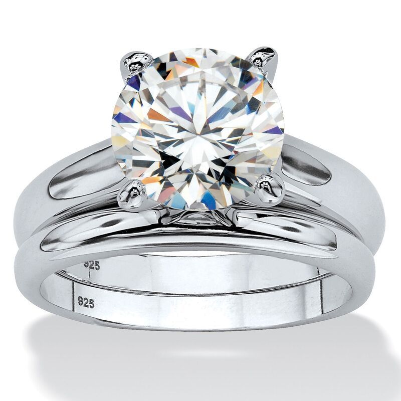 パームビーチジュエリー レディース アクセサリー リング PalmBeach Jewelry 3 TCW Cubic Zirconia 2Piece Bridal Set Silver シルバー