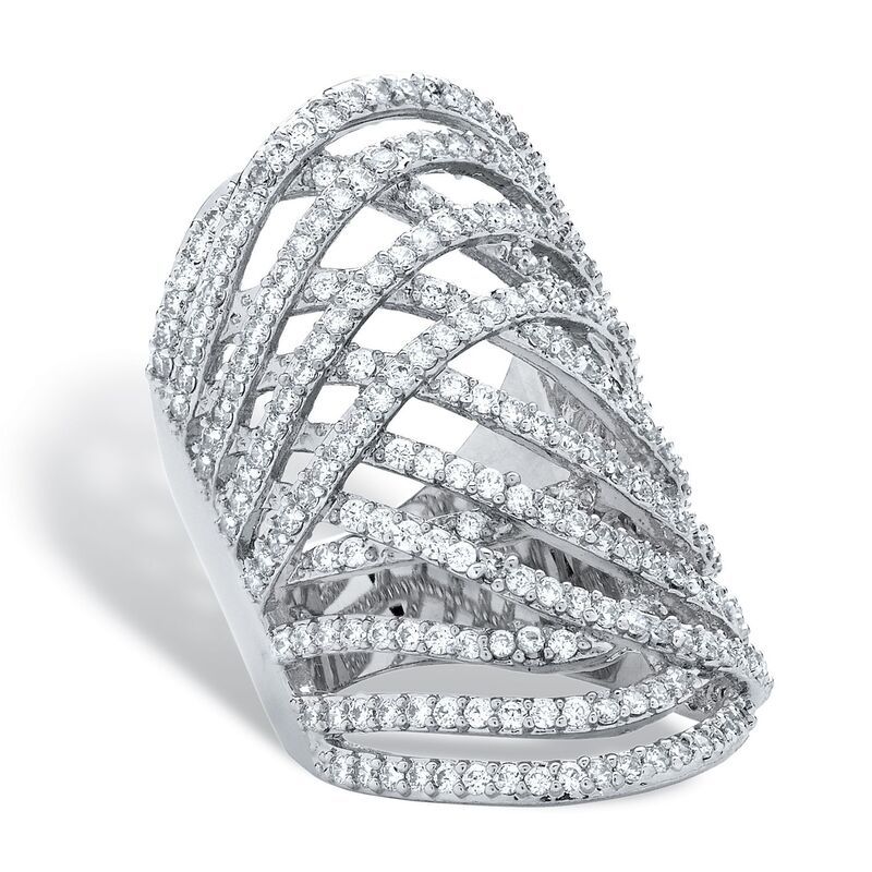 パームビーチジュエリー レディース アクセサリー リング PalmBeach Jewelry 358 TCW Round Cubic Zirconia PlatinumPlated Elongated