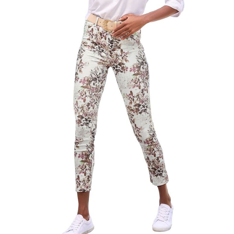 ラスカーナ レディース ボトムス カジュアルパンツ クロップド Lascana Womenskinny Leg Cropped Pants Beige Printed ベージュ