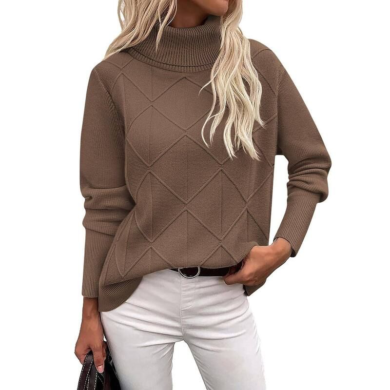 ジーグー レディース アウター ニット・セータートルネック Zeagoo Turtleneck Sweater Women Fall Winter Casualong Sleeve Knitted C