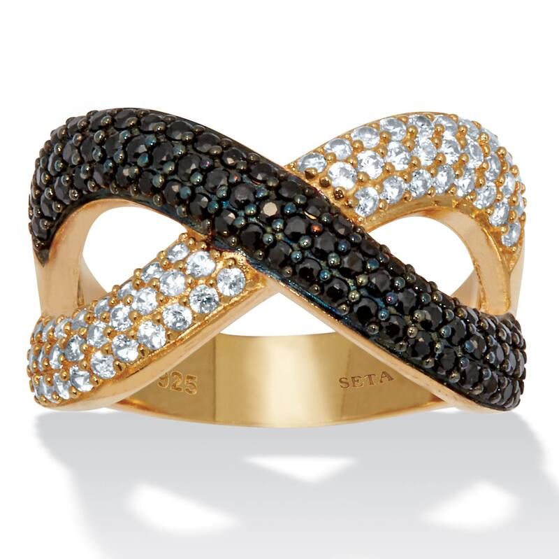 パームビーチジュエリー レディース アクセサリー リング PalmBeach Jewelry 49 TCW Round CZ and Black Spinel Gold IonPlated Sterl