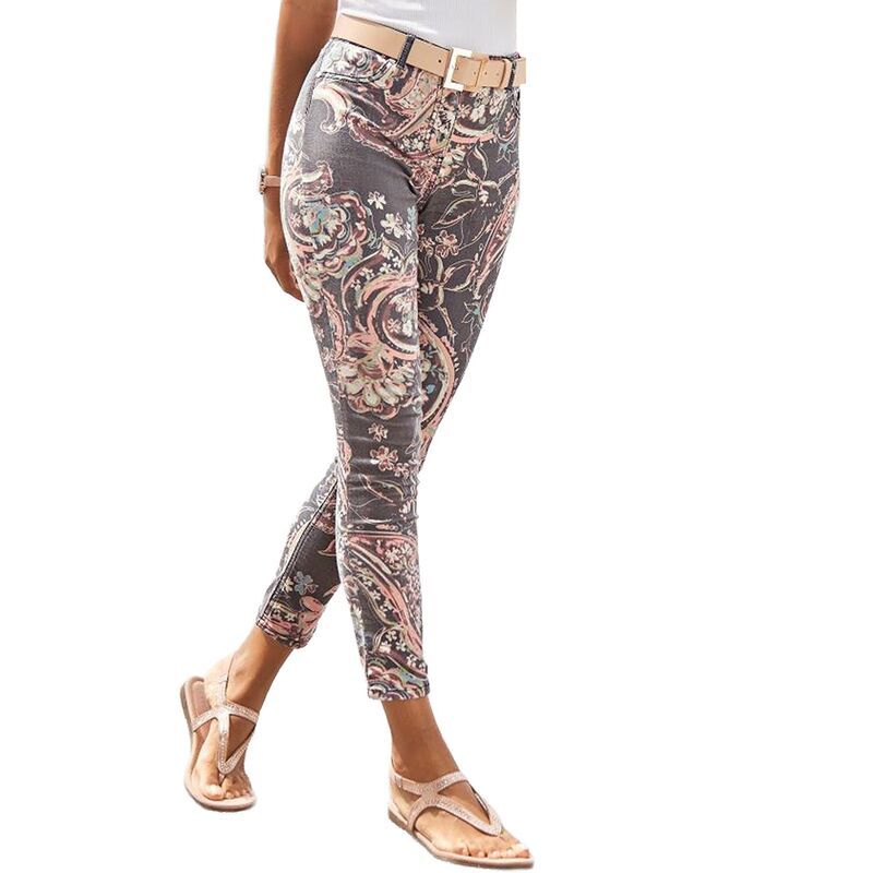 ラスカーナ レディース ボトムス カジュアルパンツ クロップド Lascana Womenskinny Leg Cropped Pants Grey Printed グレー