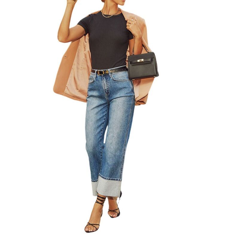 クリアラブ レディース ボトムス デニムパンツ ワイドレッグ クロップド ジーンズ Clearlove Womens High Waisted Wide Leg Cropped Jeanstretch