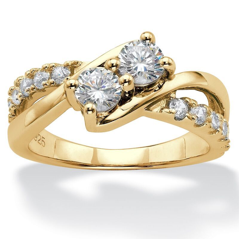 パームビーチジュエリー レディース アクセサリー リング PalmBeach Jewelry 120 Cttw Cubic Zirconia 14k Goldplated Silver 2Stonen