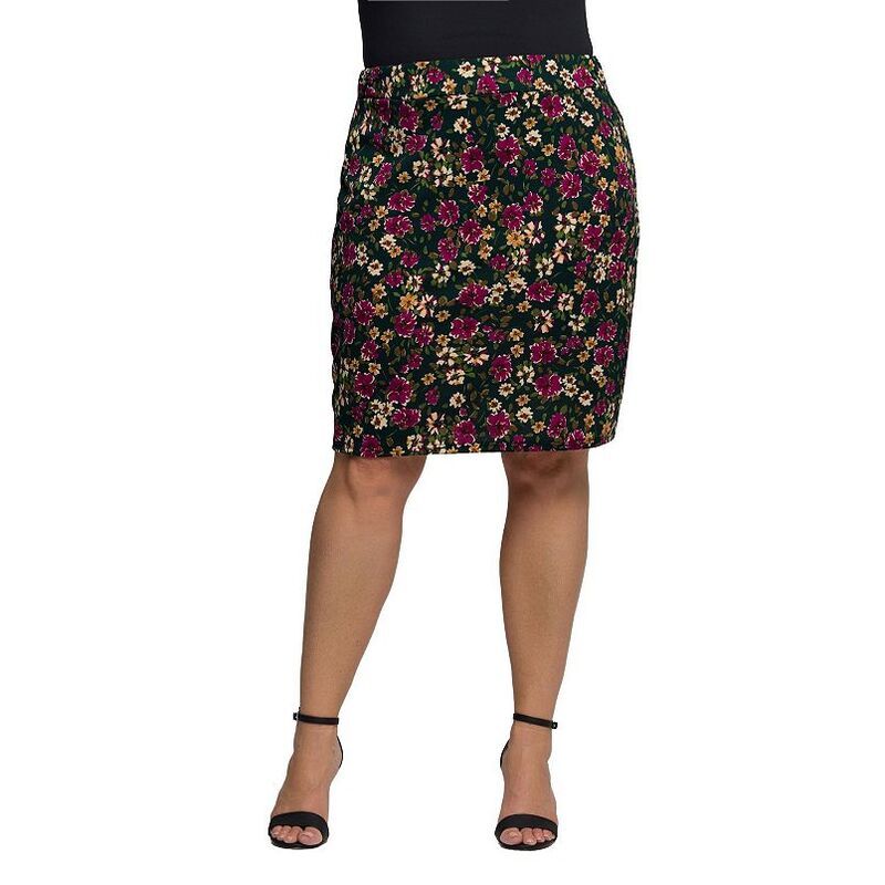 24 セブンコンフォート レディース ボトムスカート フラワー柄 プラスサイズ プリント フラワー Plusize 24Seven Comfort Apparel Floral Print Penci