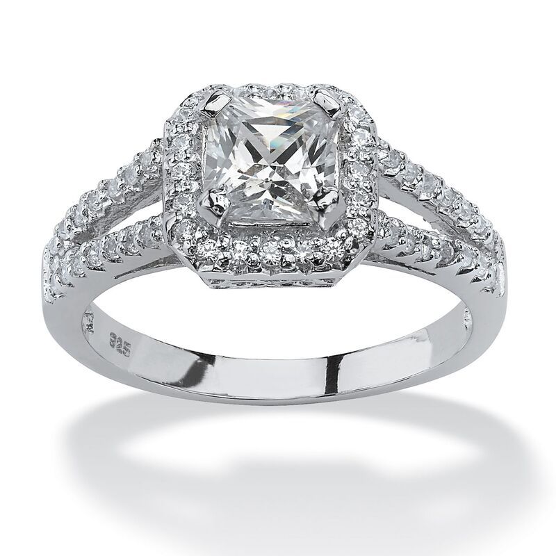パームビーチジュエリー レディース アクセサリー リング PalmBeach Jewelry 163 TCW PrincessCut CZ Engagement Ring in Platinumpla