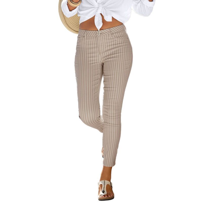 ラスカーナ レディース ボトムス カジュアルパンツ クロップド Lascana Womenskinny Leg Cropped Pants White Stripe ホワイト