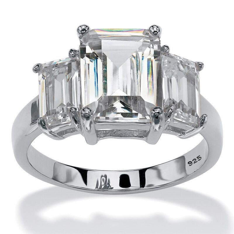 パームビーチジュエリー レディース アクセサリー リング PalmBeach Jewelry 925 Silver Simulated Birthstone 3Stone Ring April Dia
