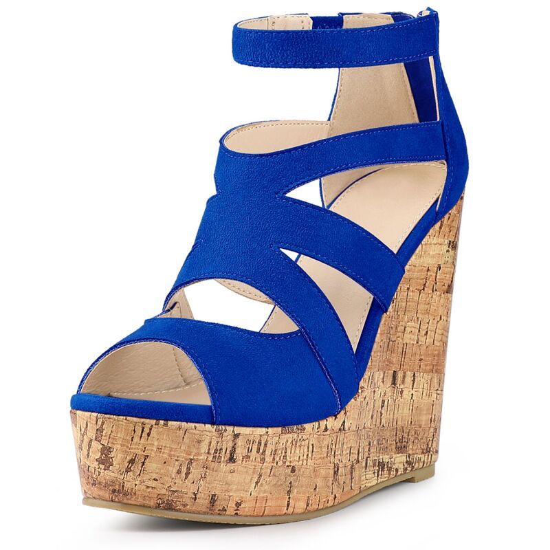 アレグラ ケー レディース シューズ サンダル カットアウト プラットフォーム ヒール ALLEGRA K Womens Platform Peep Toe Cutout Caged Cork Wed