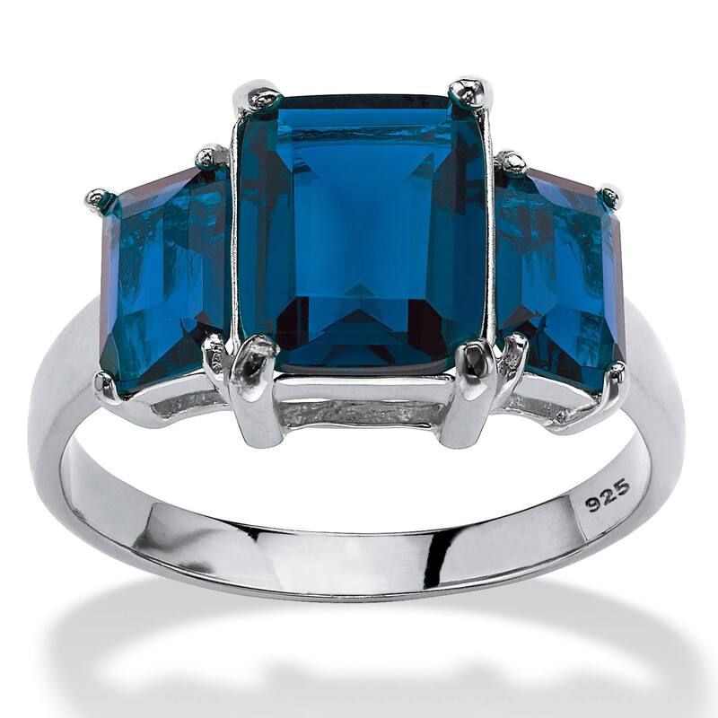 パームビーチジュエリー レディース アクセサリー リング PalmBeach Jewelry 925 Silver Simulated Birthstone 3Stone Ring September