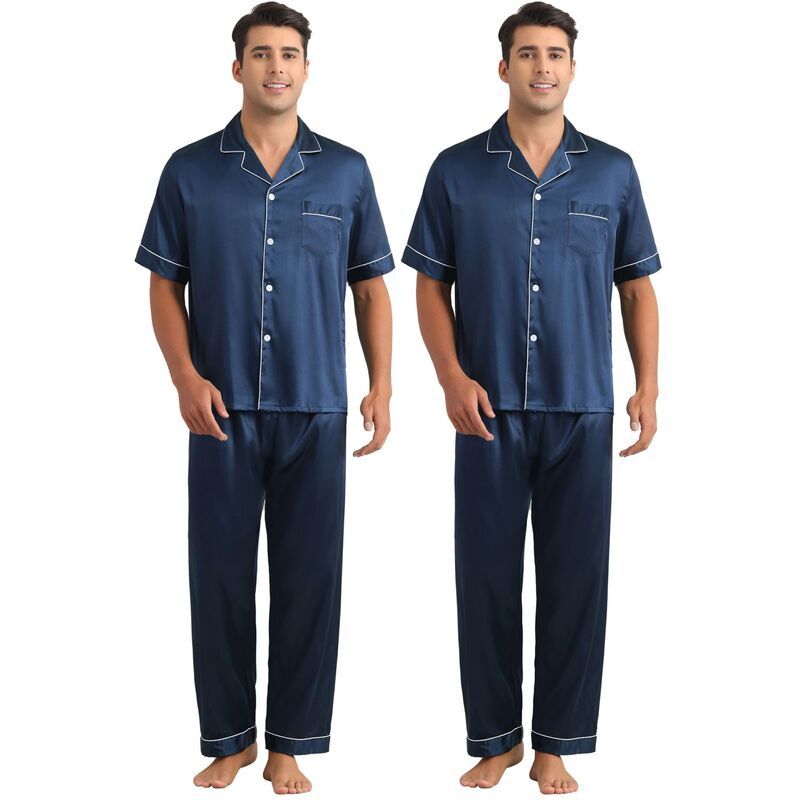 インスパイア シック レディース アンダーウェア ナイトウェア ボタンダウン パンツ シャツ サテン ダウン INSPIRE CHIC 2 Sets Mensleepwear Button Down
