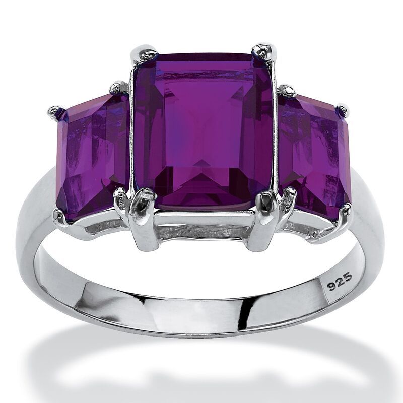 パームビーチジュエリー レディース アクセサリー リング PalmBeach Jewelry 925 Silver Simulated Birthstone 3Stone Ring February