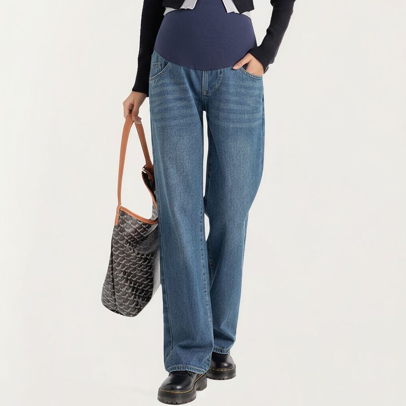 アンナカシ レディース ボトムス カジュアルパンツ ワイドレッグ マタニティ ジーンズ AnnaKaci Womens Maternity Full Panel Wide Leg Jeans with