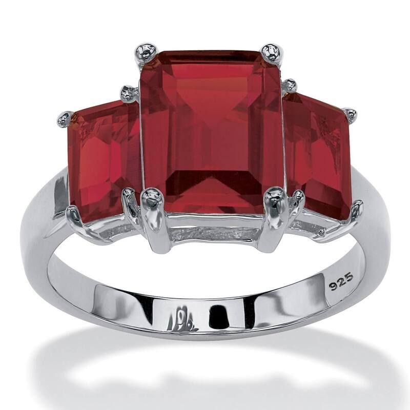 パームビーチジュエリー レディース アクセサリー リング PalmBeach Jewelry 925 Silver Simulated Birthstone 3Stone Ring January G