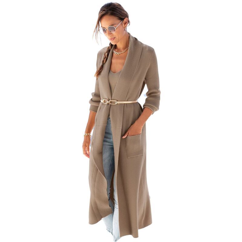 ラスカーナ レディース アウター ニット・セーター カーディガン Lascana Womens Long Knit Cardigan Camel キャメル