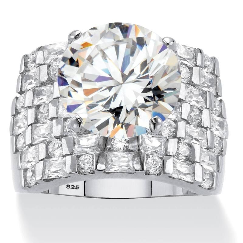 パームビーチジュエリー レディース アクセサリー リング PalmBeach Jewelry 899 Cttw Round Cubic Zirconia MultiRow Ring Silver シル