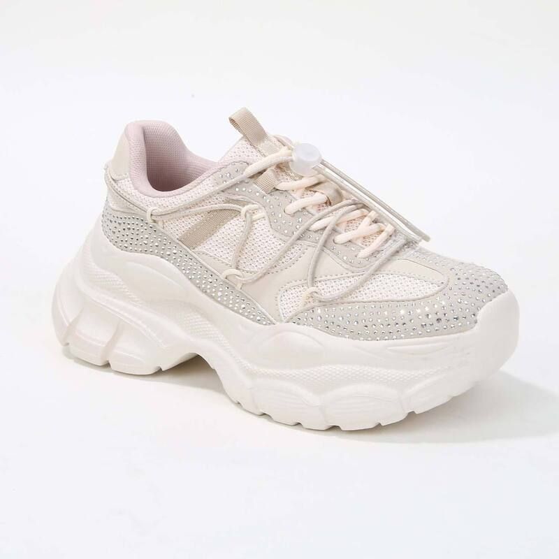 バーネス レディース シューズ スニーカー メッシュ BERNESS Rosa Rhinestone Mesh Sneakers Beige ベージュ
