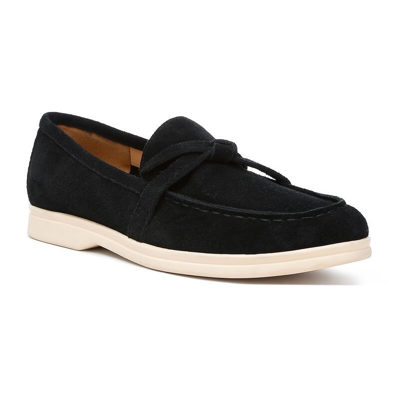ラグアンドコー レディース シューズ スリッポン・ローファー スエード Rag Co Suede Womens Knot Loafers Black ブラック