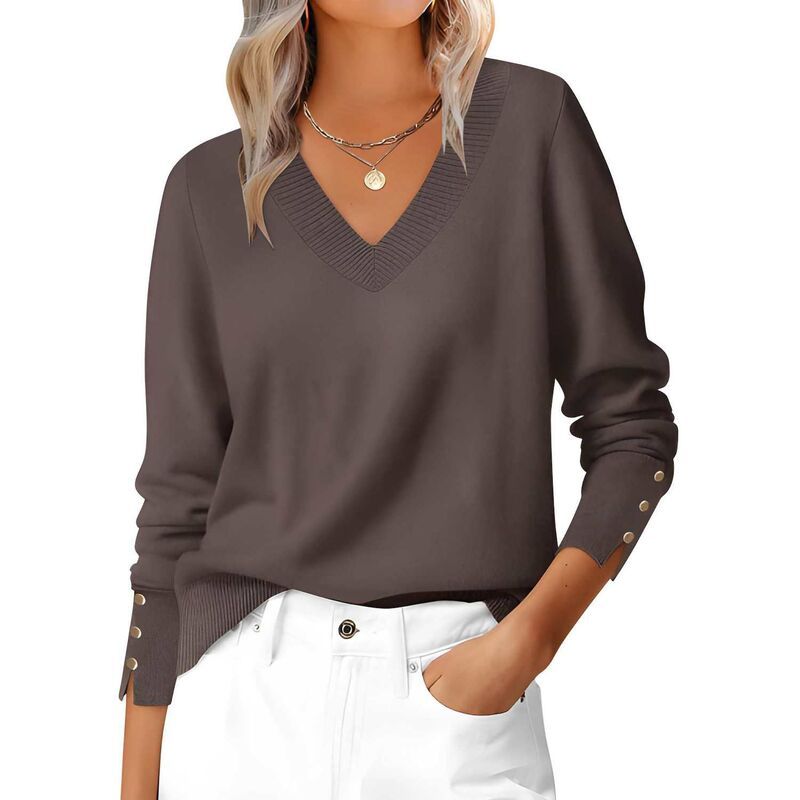 メガリテイラー レディース アウター ニット・セーター Vネック MegaRetailer Womens Loose Knit V Neck Pullover for Work and Everyda